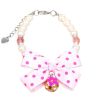 Beads Necklace/Bowknot Collar/Bow-Tie with Bell for Cats & Dogs, PINK