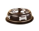 Cute Bones Dog Bowl Stainless Steel Style Pet Bowl BLACK