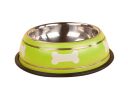 Cute Bones Dog Bowl Stainless Steel Style Pet Bowl GREEN
