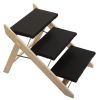 2 In 1 Foldable Dog Stairs/Ramp, 3-Tier Pet Steps for Cats and Small Dogs, Carpeted Pet Ladders for Car, Couch and High Bed, Up to 80 LBS, Black