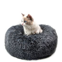 (Do Not Sell on Amazon) Pet Beds for Cats, Anti Anxiety Fluffy Dog Bed Cuddler with Anti-Slip & Water-Resistant Bottom, Washable Calming Dog Bed RT (size: 19.7")